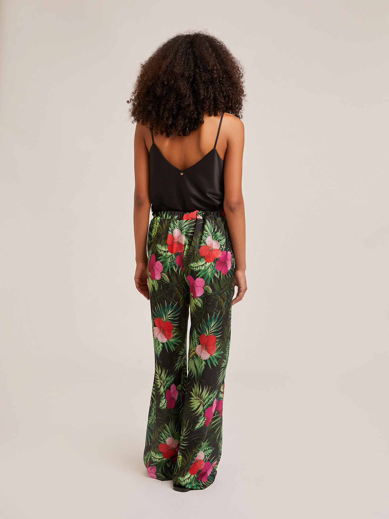 Jungle print satin palazzo trousers image number 1