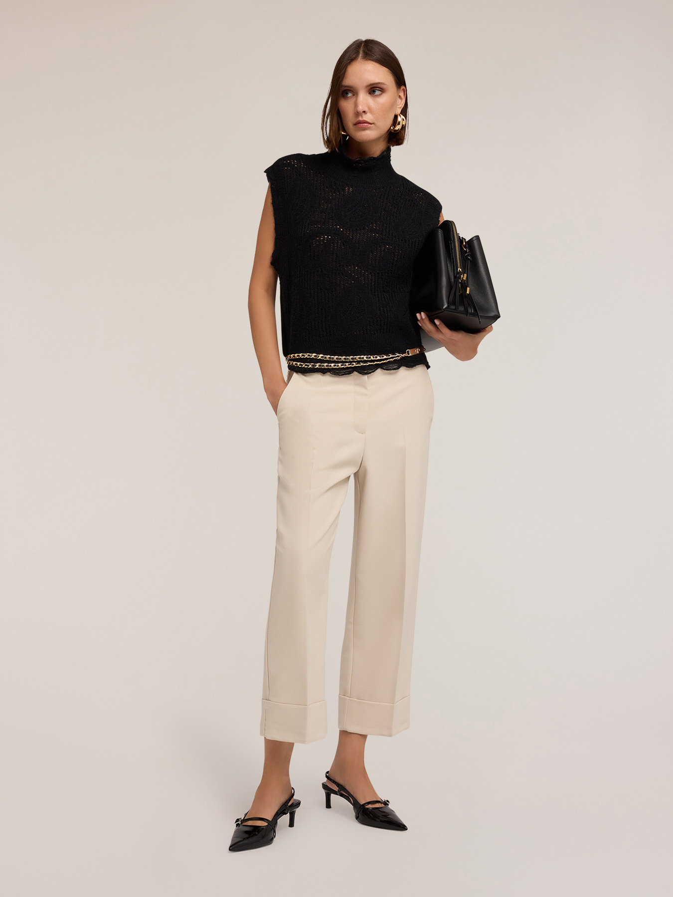 Cropped crepe trousers image number 3