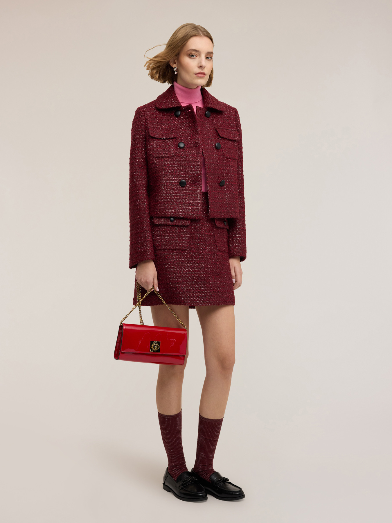 Double-breasted bouclé jacket image number 0