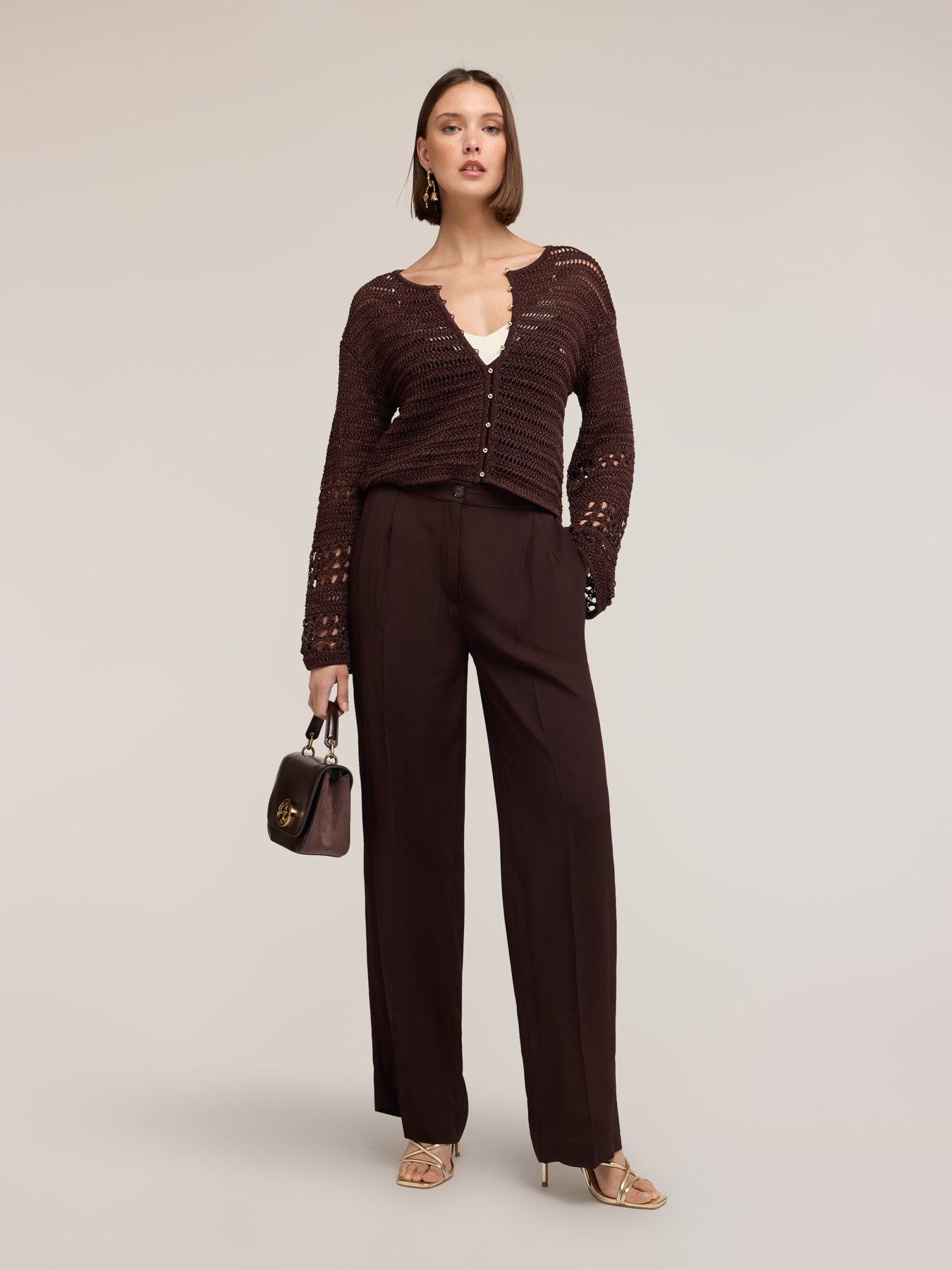 Open-knit cardigan with lurex blend image number 0