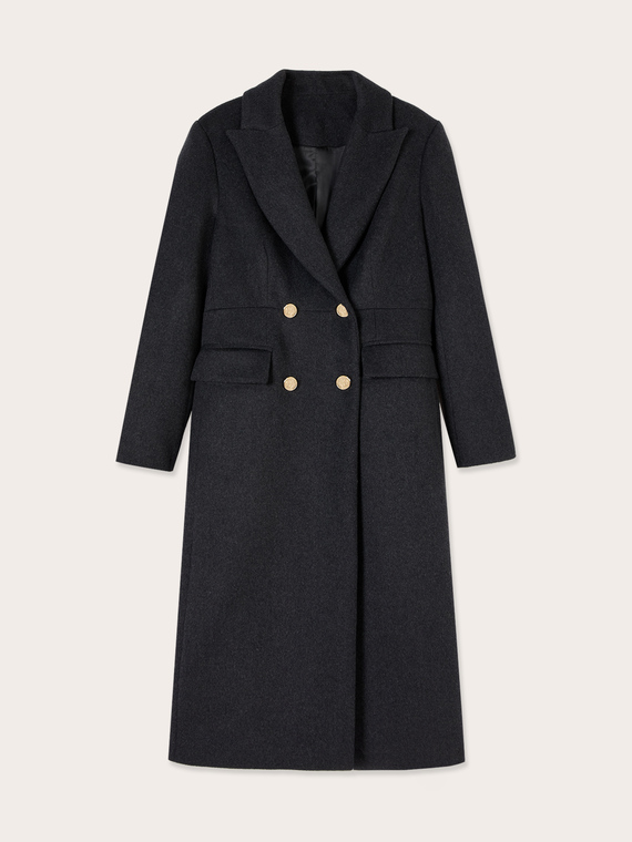 Cappotto doppiopetto in panno misto lana