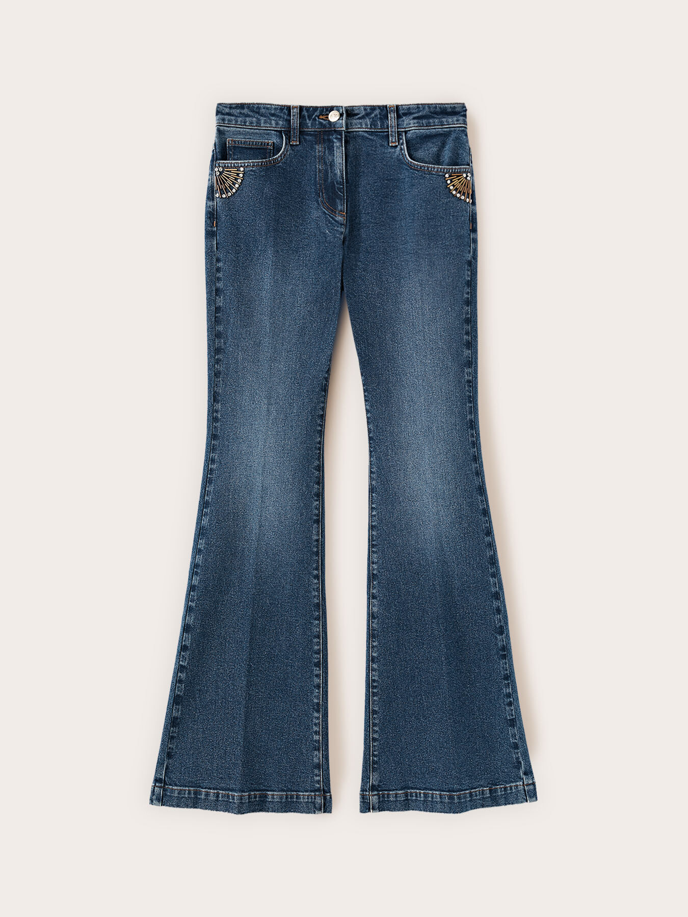 Flare jeans with jewel detail image number 4