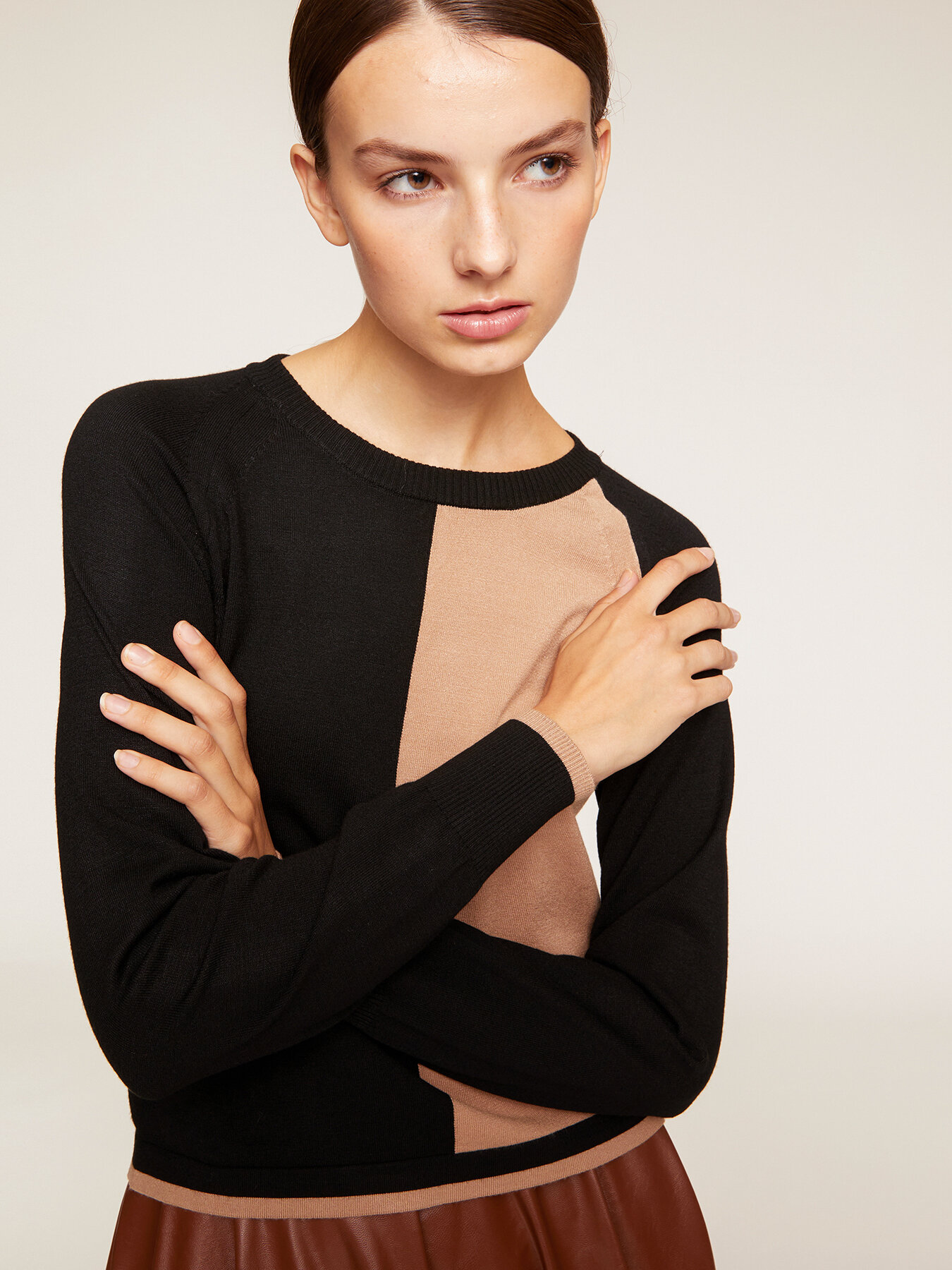 Jersey block color mezcla de viscosa image number 2