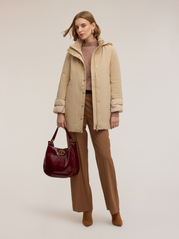 Down jacket with removable hood