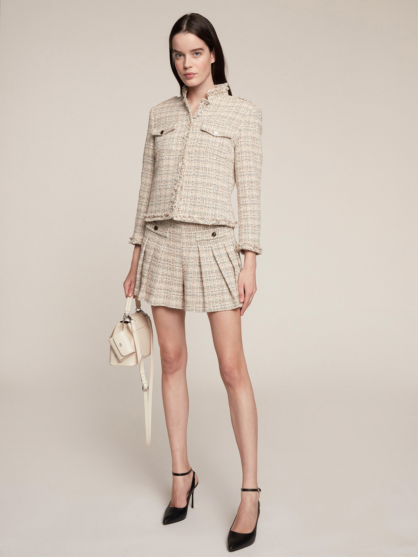Tweed jacket with chequered pattern image number 0