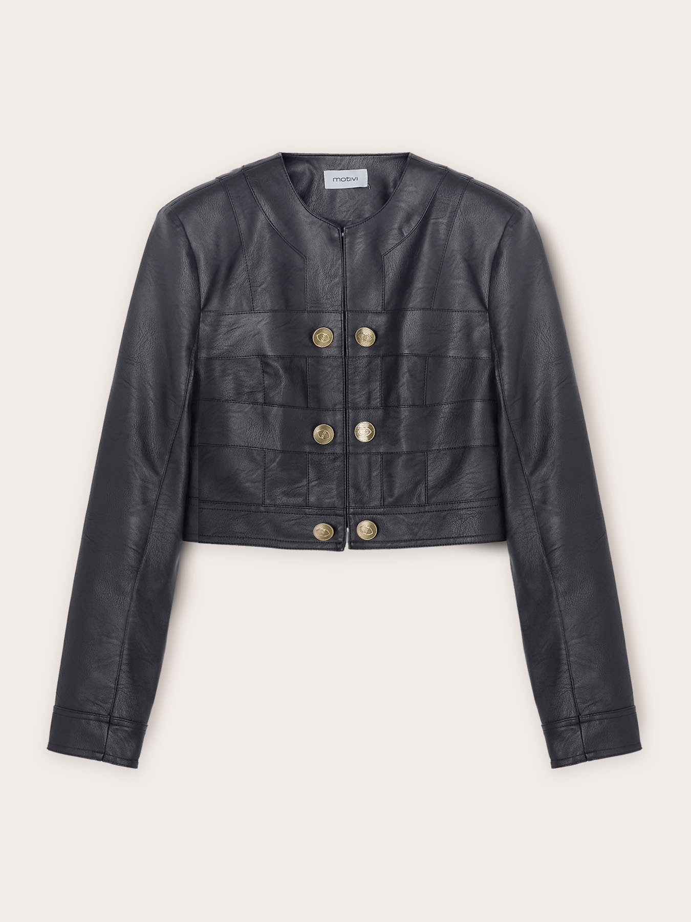 Bolero jacket in coated fabric with buttons image number 4