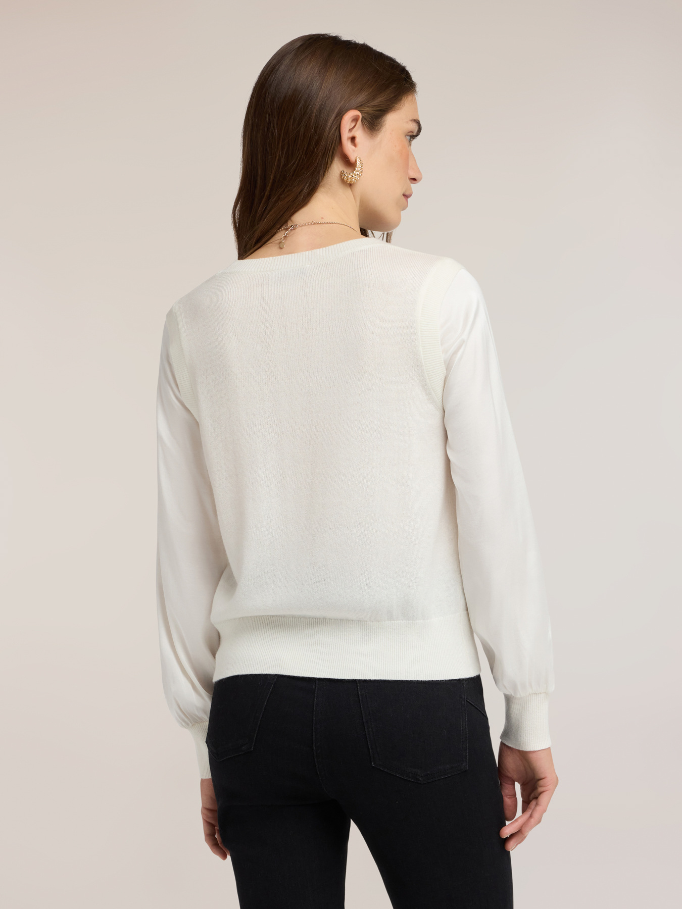 Viscose sweater with satin sleeves image number 1