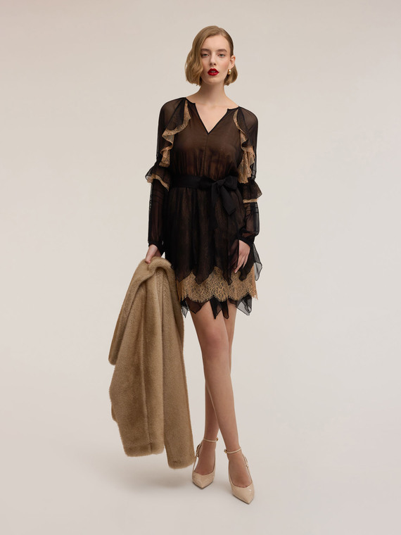 Kleid aus Georgette und Spitze Smart Couture