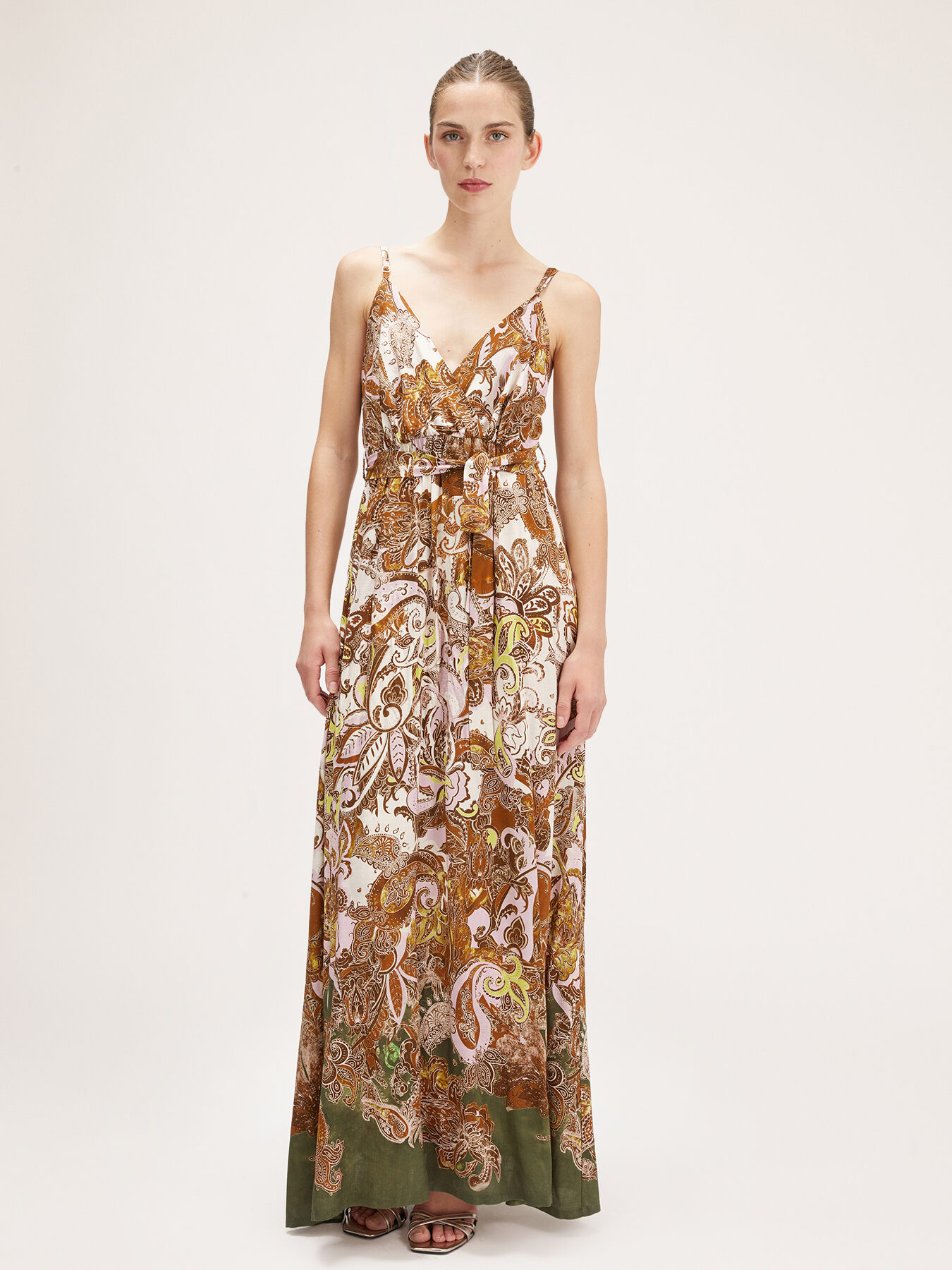 Rochie lungă din jacard cu imprimeu cașmir image number 0