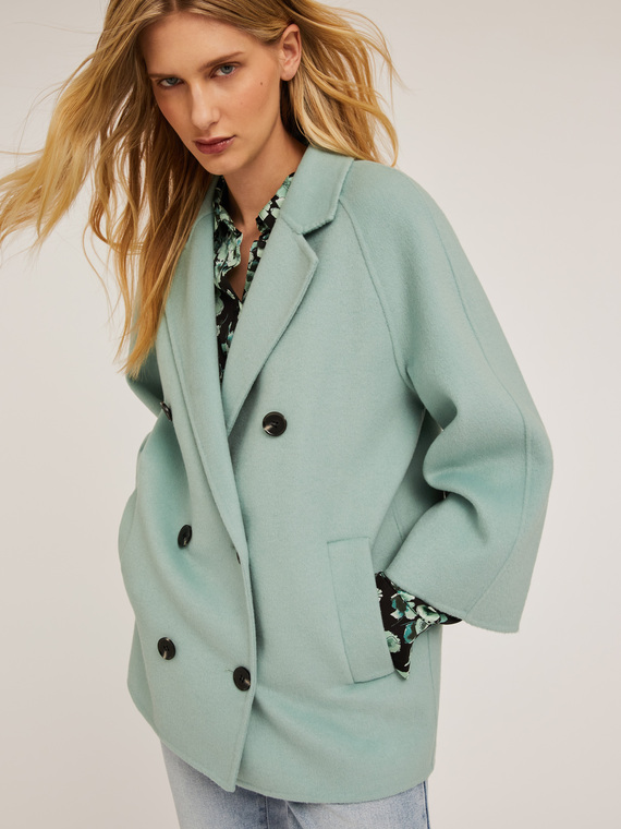 Motivi Cappotto doppiopetto misto lana Donna, Verde acqua, Taglia S