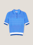 Openwork knit short-sleeved polo shirt image number 3