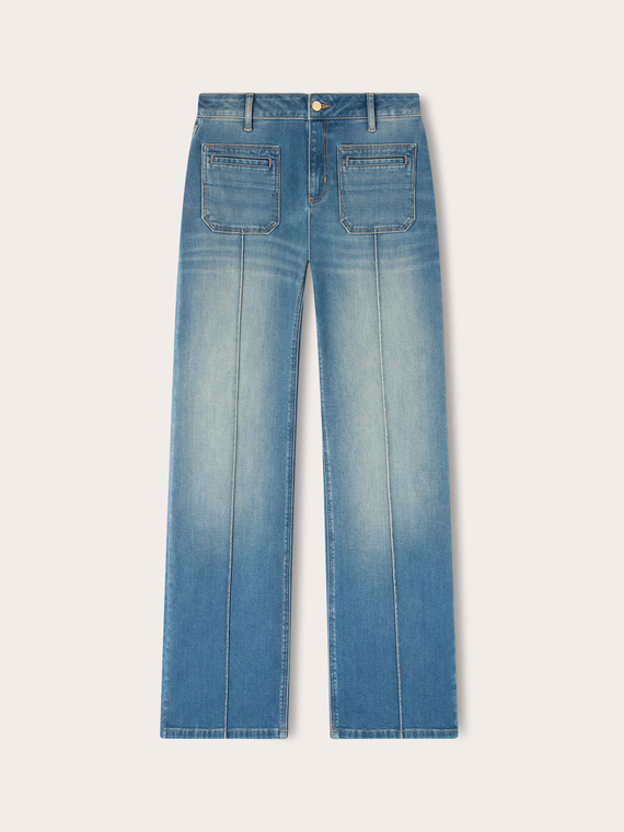 Wide leg jeans with patch pockets