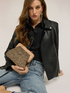 Woven raffia clutch with wooden clasp image number 0