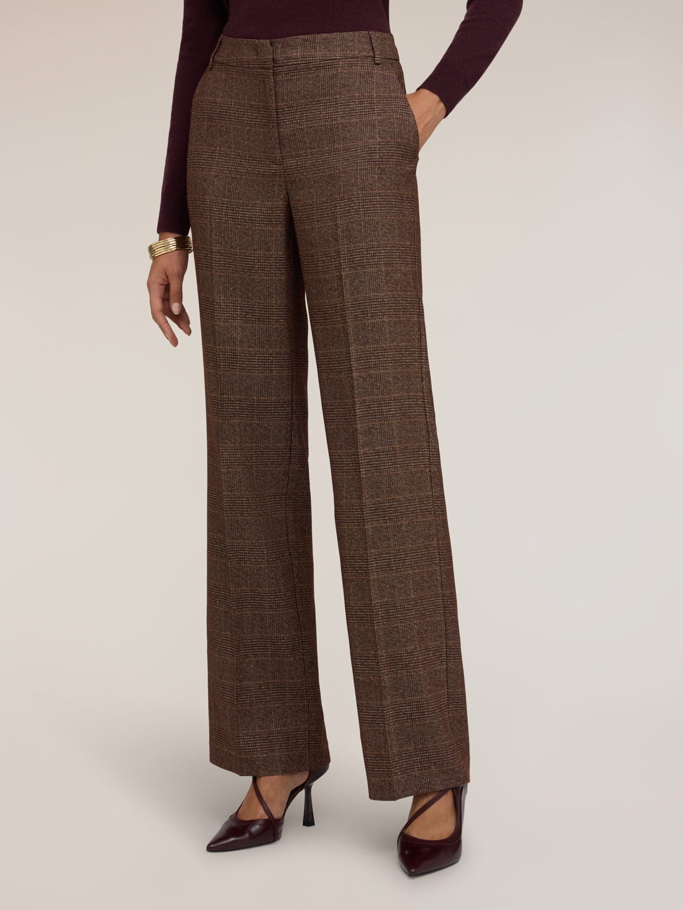 Karierte Palazzohose aus garngef&auml;rbtem Stoff image number 2