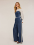 Pantaloni tip palazzo din denim cu benzi laterale image number 0