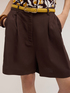 Shorts mit hoher Taille aus Leinenmischung mit Abn&auml;hern image number 3