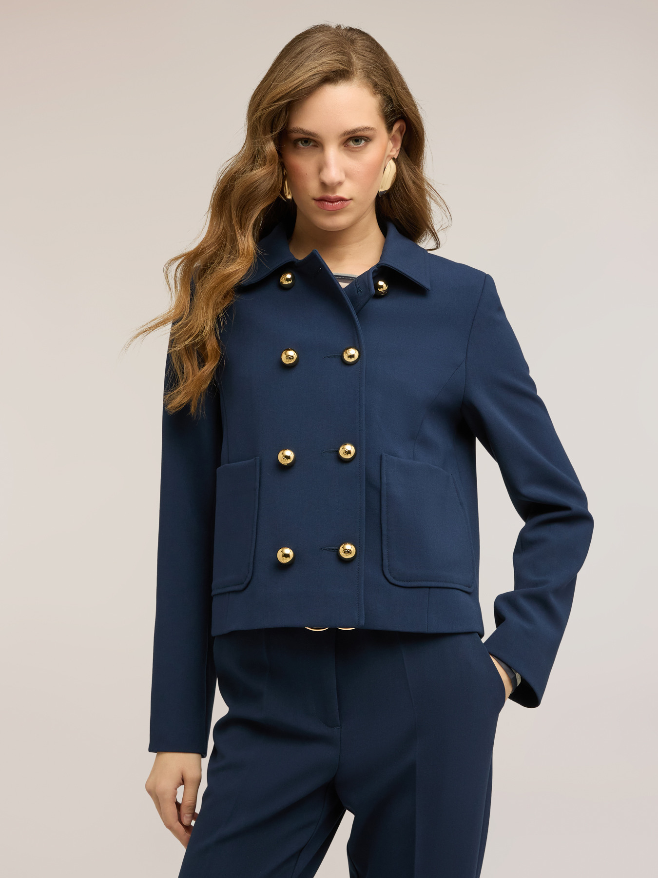 Double-breasted jacket with patch pockets image number 0