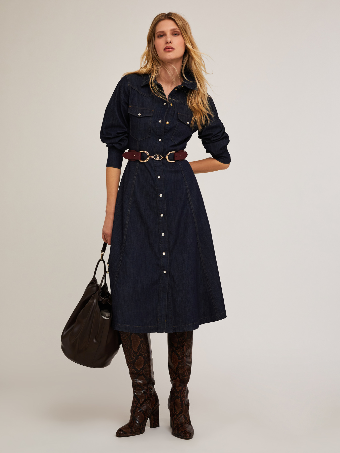 Denim chemisier dress image number 0