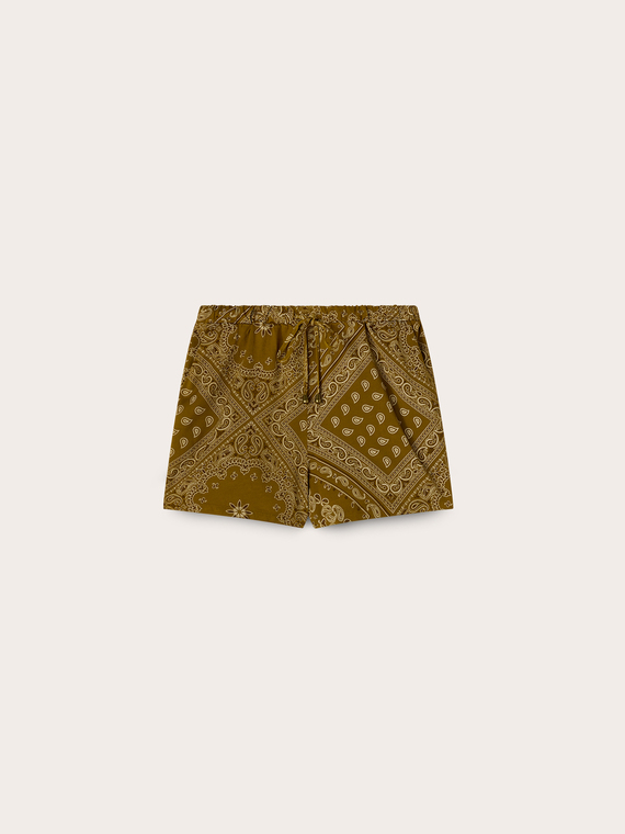 Shorts with print in lyocell blend twill