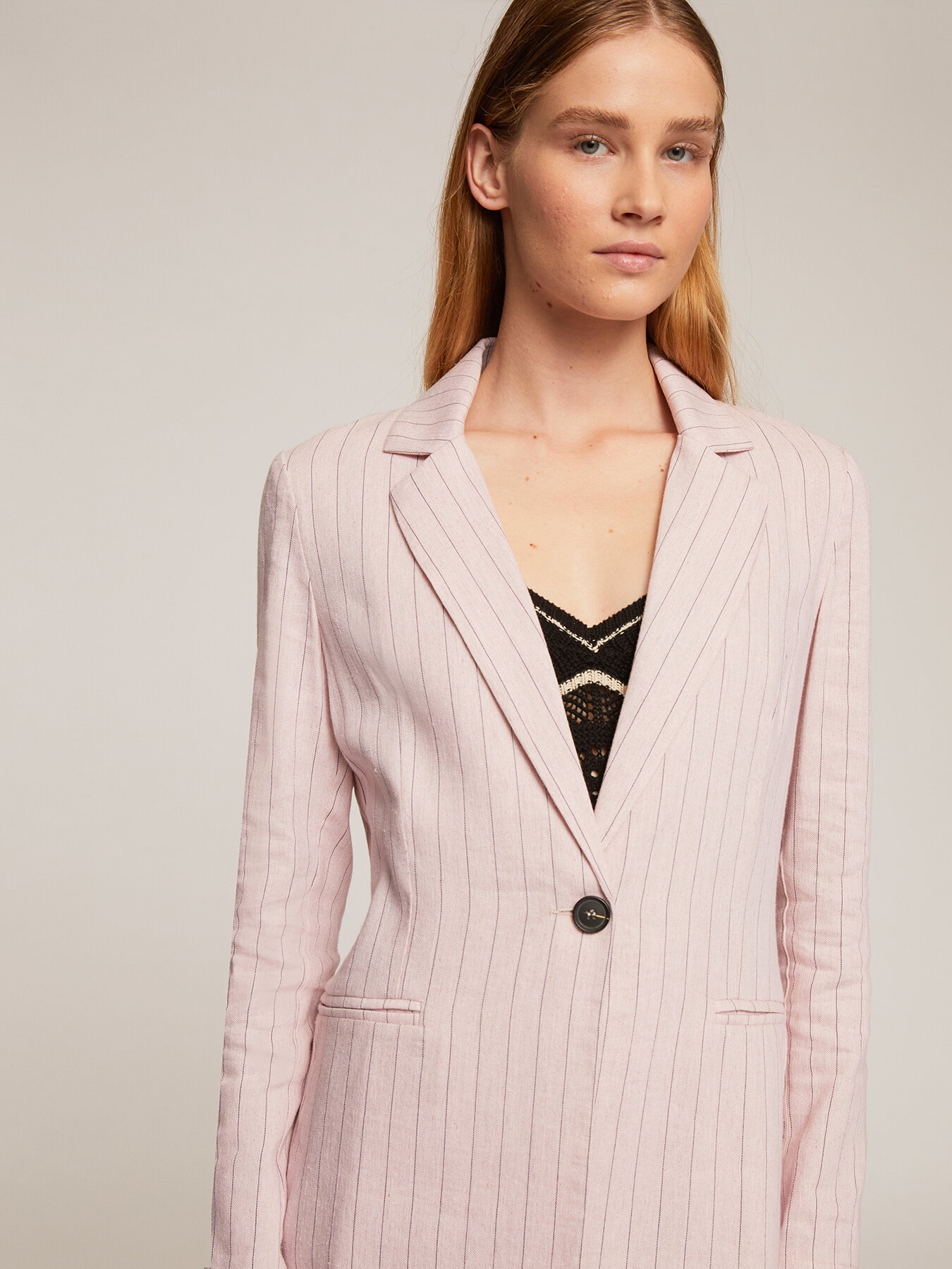 Blazer gessata misto viscosa lino image number 0