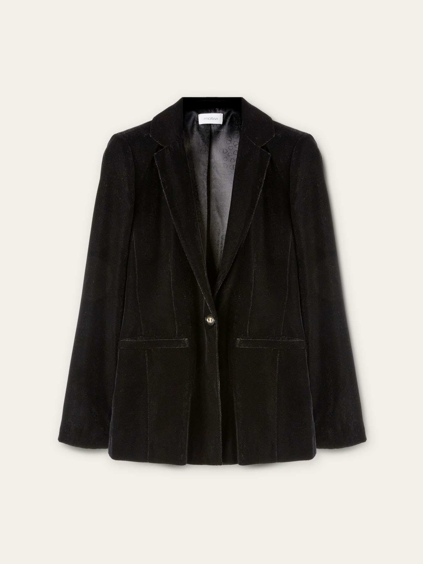 Blazer tinta unita in velluto liscio image number 3