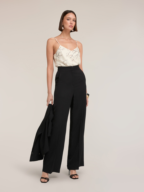 Top aus Satin mit Blumendruck