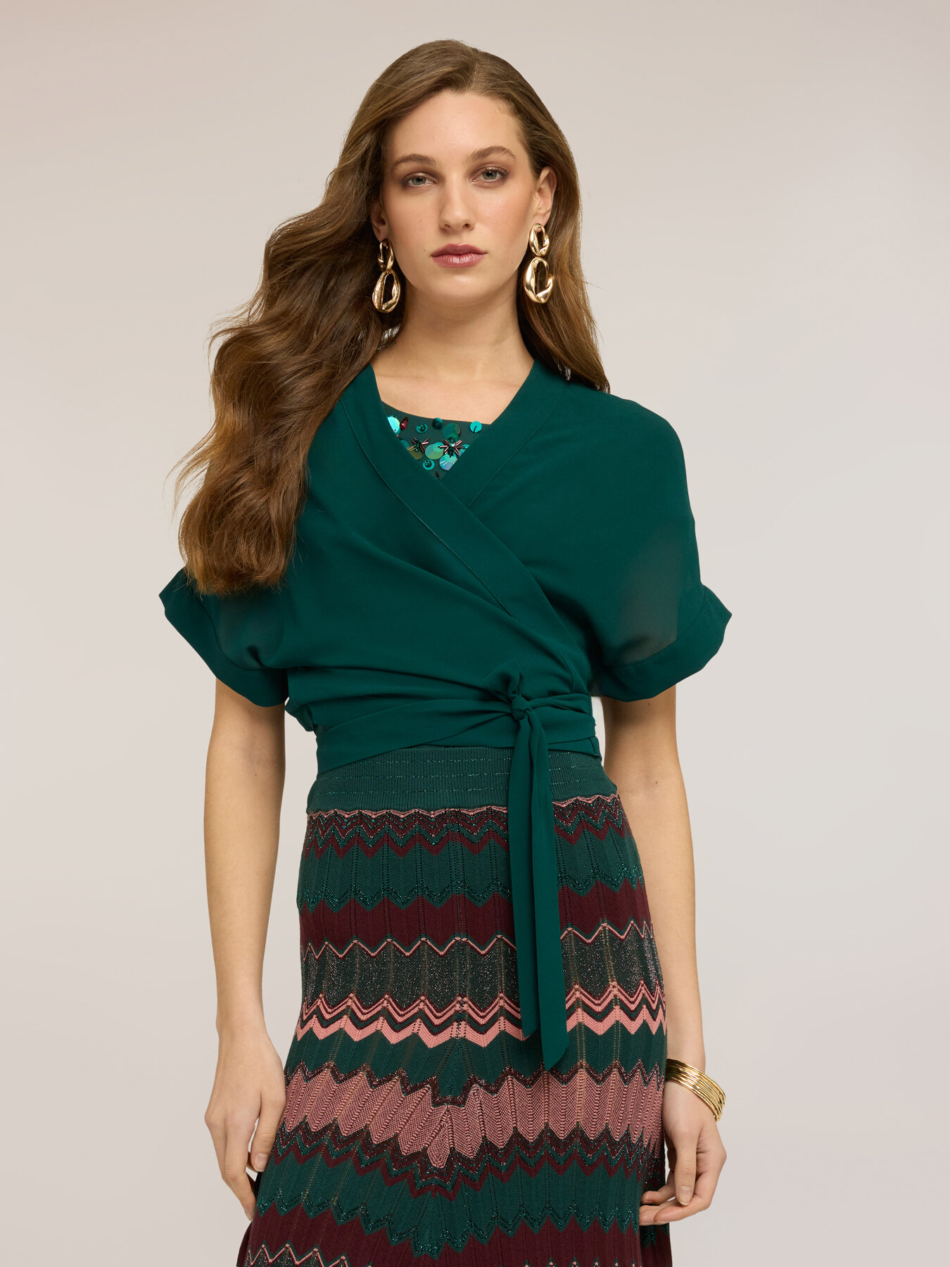 Short wrap bolero in georgette image number 0