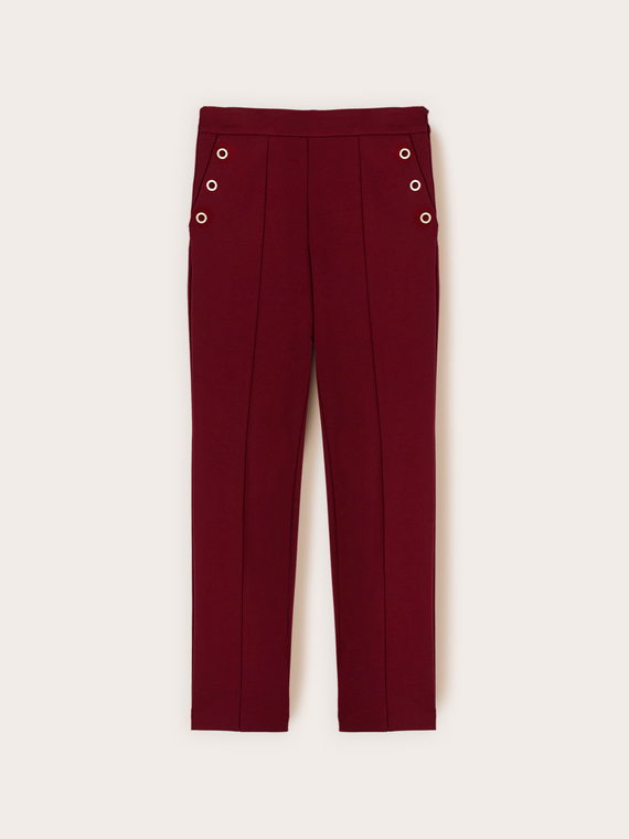 Regular pants with eyelet pattern