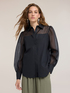Poplin shirt with semi-sheer inserts image number 0