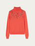 Oversize angora blend turtleneck sweater with stone embroidery image number 3