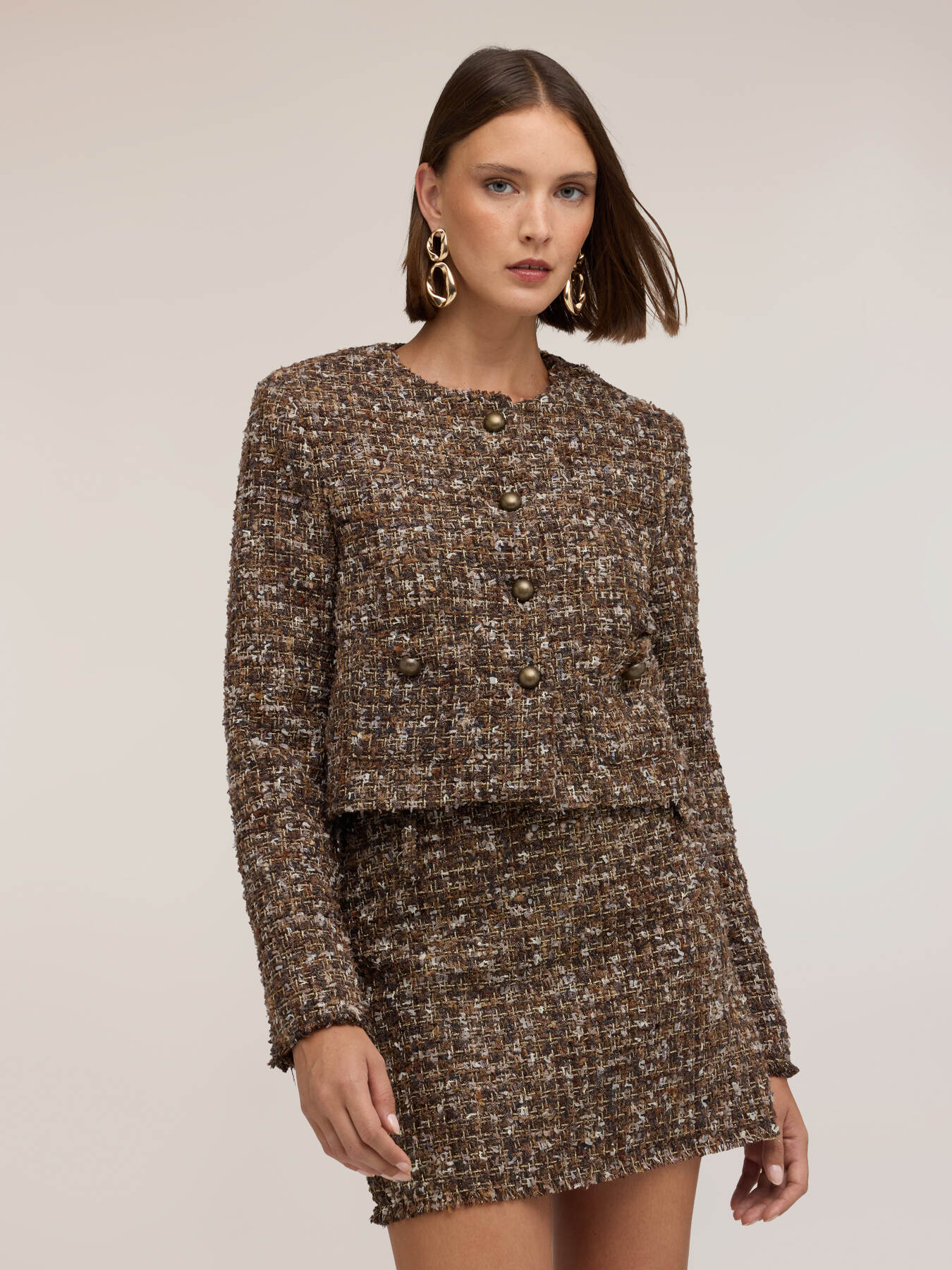 Tweed jacket with metal buttons image number 0