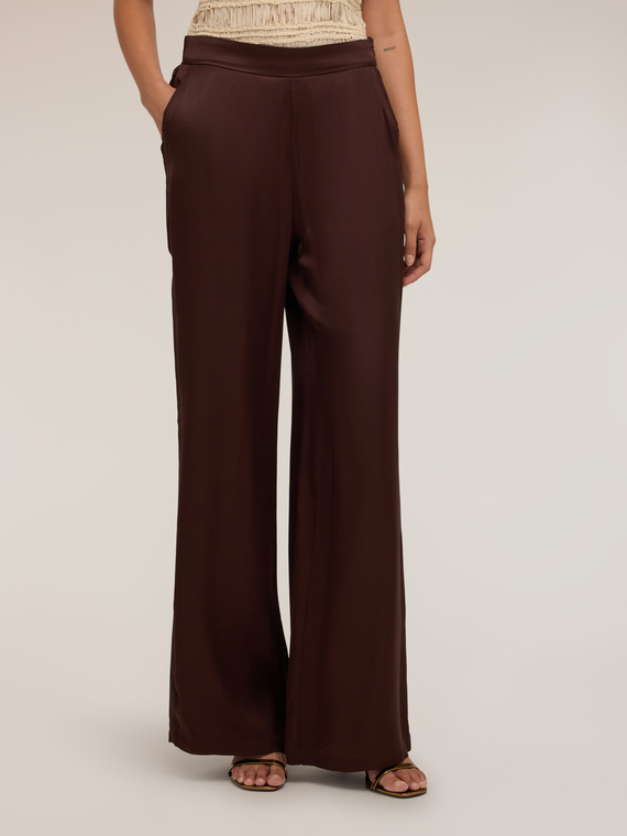 Pantalon palazzo en satin de viscose