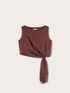 Voile top with knot and fringes image number 4