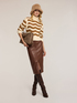 Heavy knit striped turtleneck sweater image number 0
