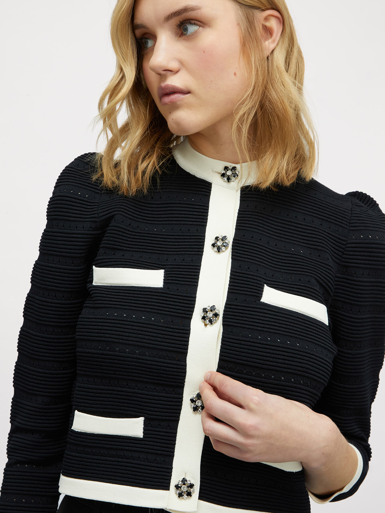 Cardigan corto in maglia ottoman image number 2