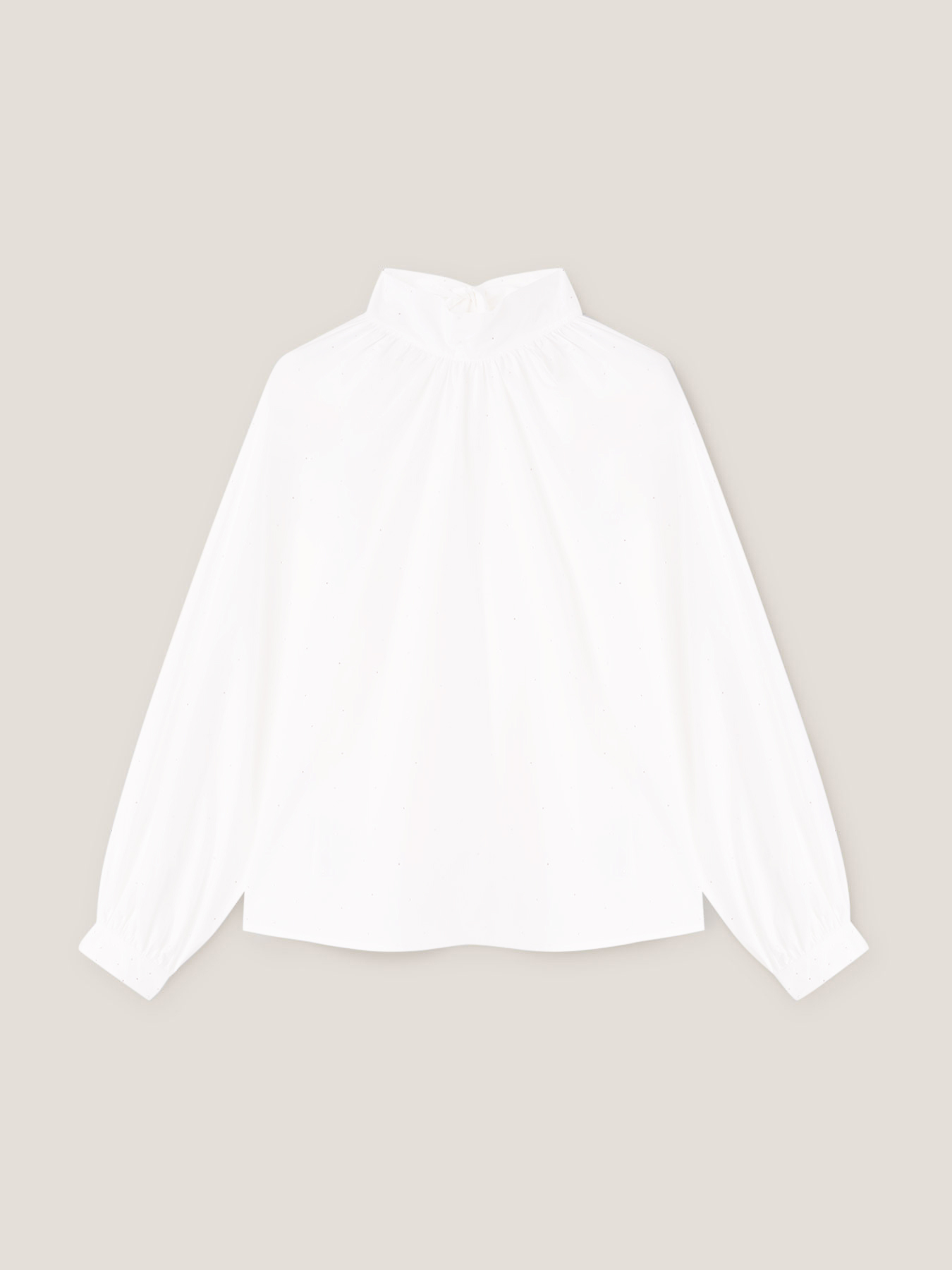 Camicia over con maxi fiocco e strass image number 3