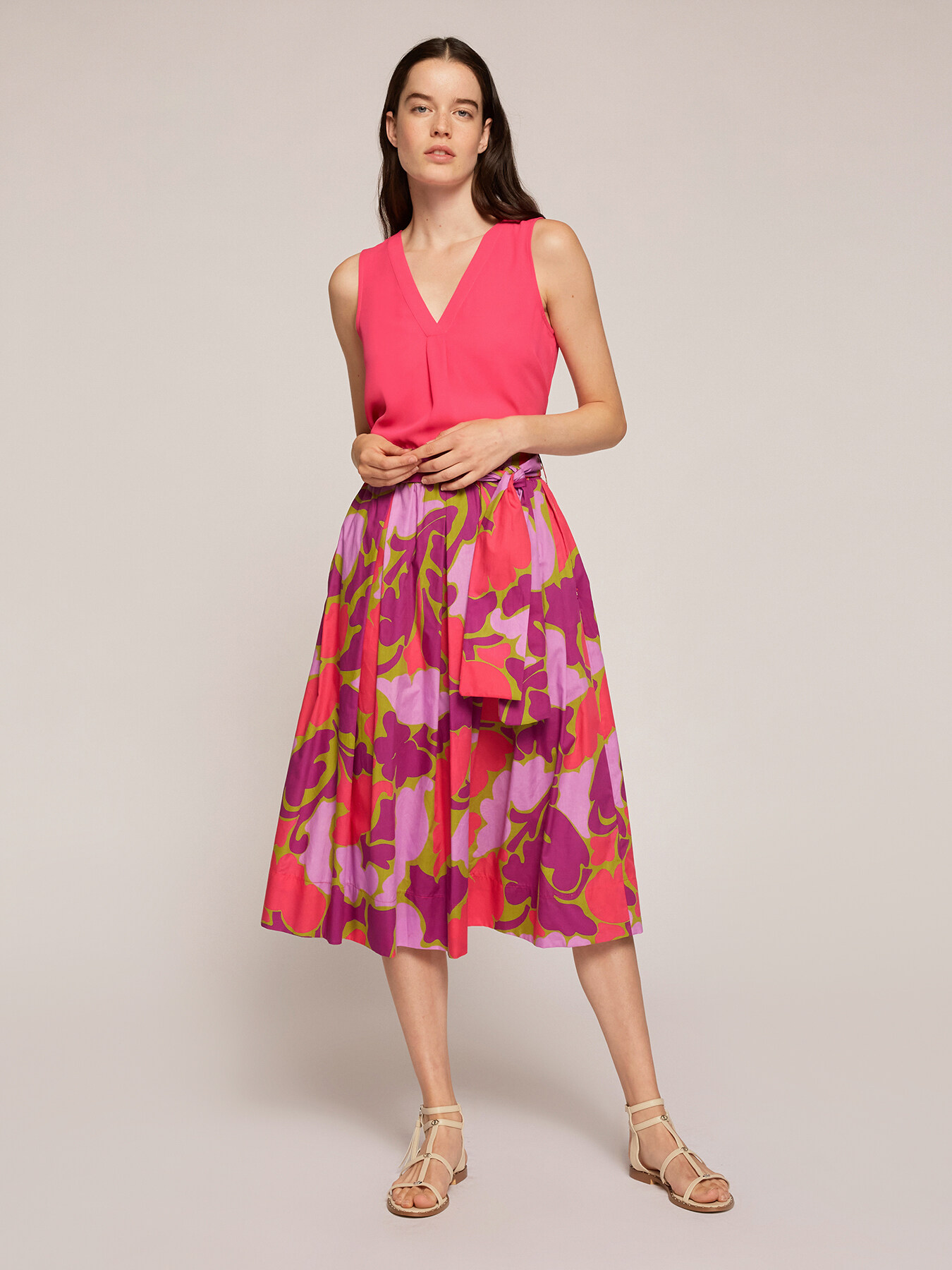 Gonna a ruota con fusciacca fantasia floreale image number 0