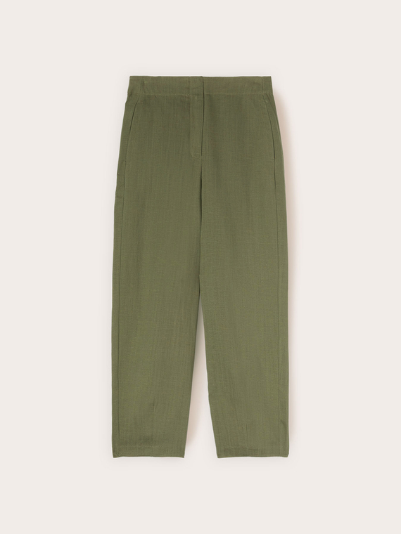 Hose mit Abn&auml;hern am Saum aus Leinenmischung