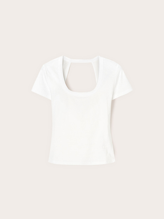 Geripptes Jersey-T-Shirt mit Cut-out
