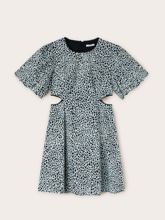 Short animal pattern dress with cut-out detail