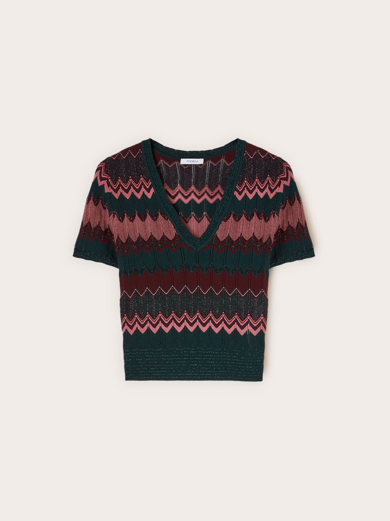 Lurex blend chevron pattern sweater image number 4