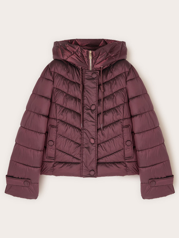 Kurze Daunenjacke mit Kapuze