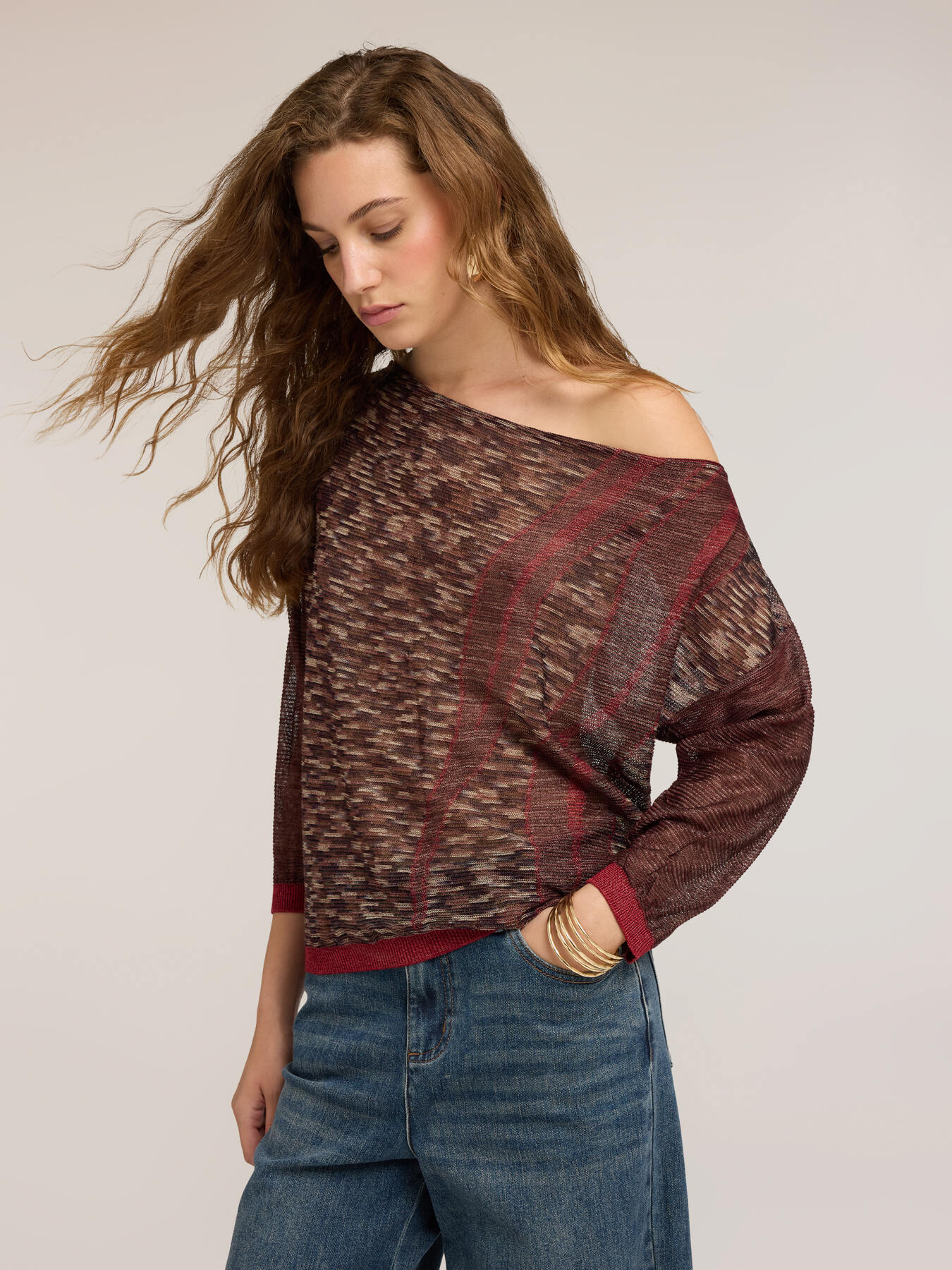 Strickpullover aus Flammgarn-Viskose mit Wasserfallausschnitt image number 3