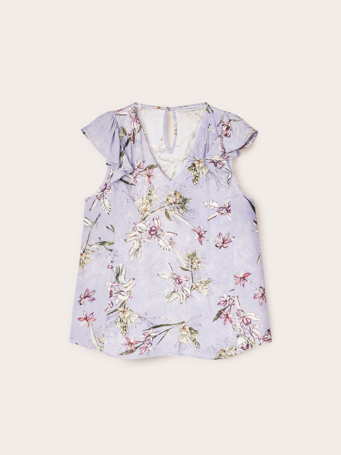 Top &agrave; manches &agrave; volant motif &agrave; fleurs image number 4