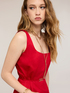 Flare dress in poplin with belt image number 3