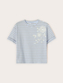 T-shirt a righe con ricamo floreale image number 4