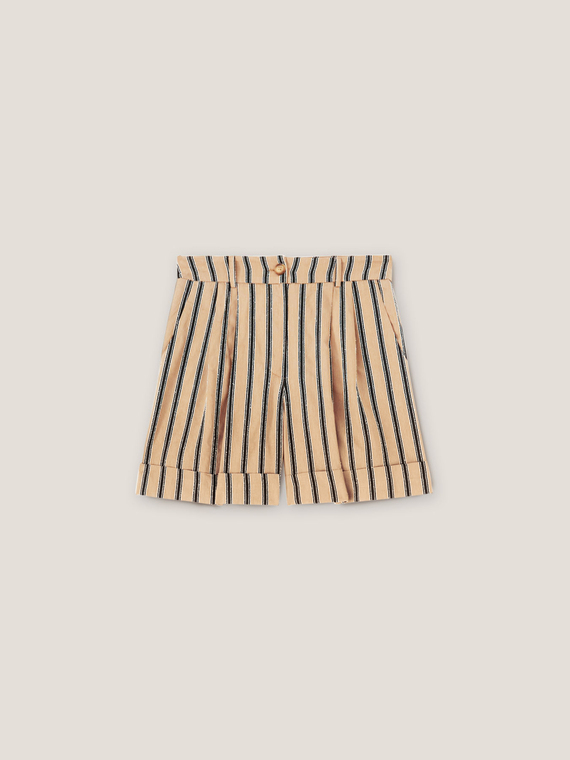 Striped pleated shorts