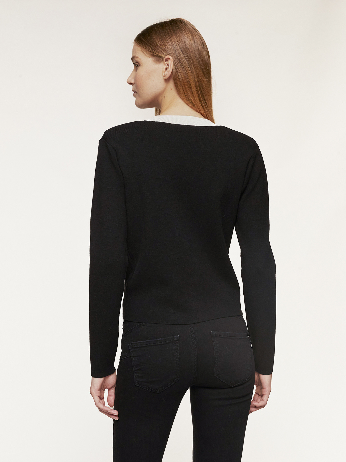 Cardigan scurt cu margini contrastante image number 1