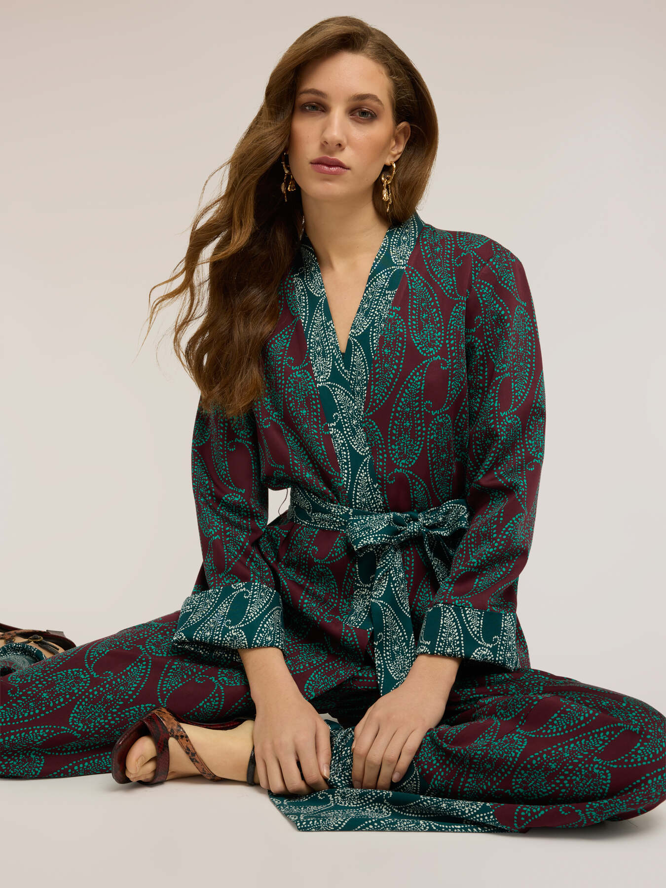 Unstructured jacket in cashmere print satin image number 0