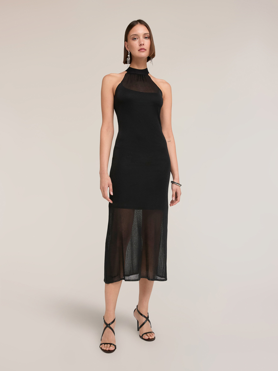 Sheath dress in knit with sheer details